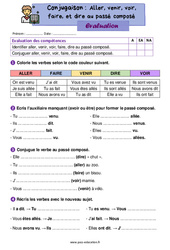 Aller, venir, voir, faire, et dire au passé composé - Évaluation de conjugaison : 4ème Harmos - PDF à imprimer