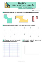 Tracer un carré, un rectangle - Exercices sur les quadrilatères : 4ème Harmos - PDF à imprimer