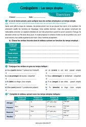 Les temps simples - Exercices avec les corrigés : 9eme Harmos - PDF à imprimer