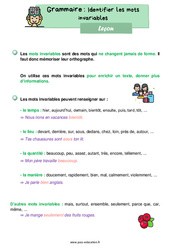 Identifier les mots invariables - Cours, Leçon : 4ème Harmos - PDF gratuit à imprimer