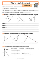 Théorème de Pythagore - Exercices avec les corrigés : 10ème Harmos - PDF à imprimer