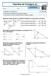 Théorème de Pythagore - Examen Evaluation avec la correction : 10ème Harmos - PDF à imprimer