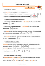 Synthèse sur les fractions - Séquence complète : 9eme Harmos - PDF à imprimer