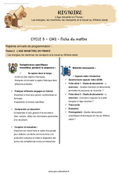 Séquence - Fiche de préparation Les énergies, les machines, les transports et le travail au XIXème siècle (L’âge industriel en France)  - Vidéo + Séquence complète (#4) : 7ème Harmos - Cycle 3 - PDF à imprimer
