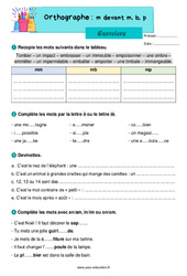 M devant m, b, p - Exercices : 4ème Harmos - PDF à imprimer