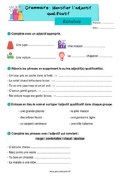 Identifier l’adjectif qualificatif - Exercices : 4ème Harmos - PDF à imprimer