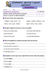 Identifier l’adjectif qualificatif - Évaluation : 4ème Harmos - PDF à imprimer