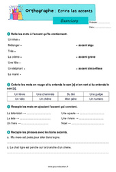 Écrire les accents - Exercices : 4ème Harmos - PDF à imprimer