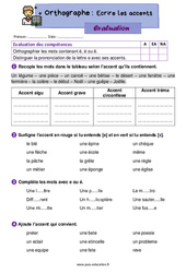 Écrire les accents - Évaluation : 4ème Harmos - PDF à imprimer