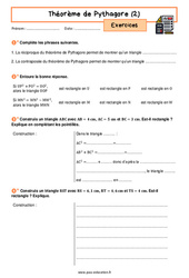 Théorème de Pythagore (2) - Exercices avec les corrigés : 10ème Harmos - PDF à imprimer