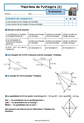 Théorème de Pythagore (2) - Examen Evaluation avec la correction : 10ème Harmos - PDF à imprimer