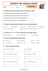 Multiplier des nombres relatifs - Exercices avec les corrigés : 10ème Harmos - PDF à imprimer