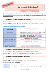 Le présent de l’indicatif - Cours : 8ème Harmos - PDF à imprimer