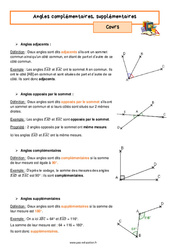 Angles complémentaires, supplémentaires - Séquence complète : 9eme Harmos - PDF à imprimer