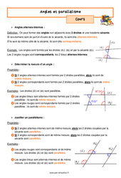 Angles et parallélisme - Séquence complète : 9eme Harmos - PDF à imprimer