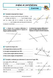 Angles et parallélisme - Exercices avec les corrigés : 9eme Harmos - PDF à imprimer