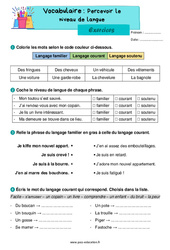 Percevoir le niveau de langue - Exercices : 4ème Harmos - PDF à imprimer