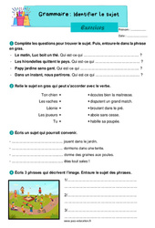 Identifier le sujet - Exercices : 4ème Harmos - PDF à imprimer