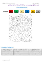 Homophones - Coloriage magique : 7ème Harmos - PDF à imprimer