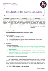 Droits et devoirs en classe - Fiche de préparation : 6ème, 7ème Harmos - PDF à imprimer