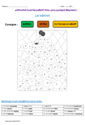 Adjectifs - Coloriage magique : 6ème Harmos - PDF à imprimer