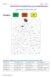 Verbes en - eler, - eter, - yer - Coloriage magique : 7ème Harmos - PDF à imprimer