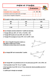 Angles et triangles - Examen Evaluation avec la correction : 9eme Harmos - PDF à imprimer