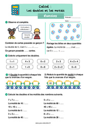 Les doubles et les moitiés - Exercices : 4ème Harmos - PDF à imprimer