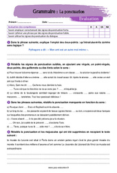 La ponctuation - Examen Evaluation avec la correction : 9eme Harmos - PDF à imprimer