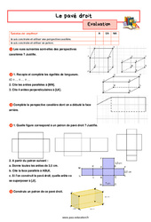 Le pavé droit - Examen Evaluation avec la correction : 9eme Harmos - PDF à imprimer