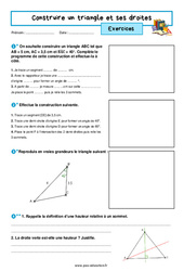 Construire un triangle et ses droites - Exercices avec les corrigés : 9eme Harmos - PDF à imprimer