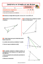 Construire un triangle et ses droites - Examen Evaluation avec la correction : 9eme Harmos - PDF à imprimer