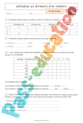 Multiples et diviseurs d’un nombre - Exercices avec les corrigés : 10ème Harmos - PDF à imprimer