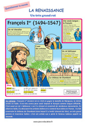 La renaissance (Un très grand roi) - Lecture documentaire : 4ème, 5ème Harmos - PDF à imprimer