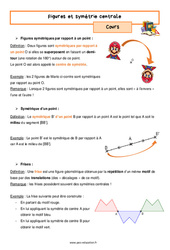 Figures et symétrie centrale - Cours : 9eme Harmos - PDF à imprimer