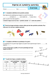 Figures et symétrie centrale - Exercices avec les corrigés : 9eme Harmos - PDF à imprimer