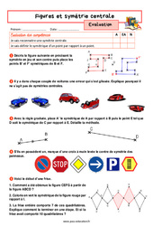 Figures et symétrie centrale - Examen Evaluation avec la correction : 9eme Harmos - PDF à imprimer