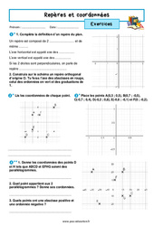 Repères et coordonnées - Exercices avec les corrigés : 9eme Harmos - PDF à imprimer