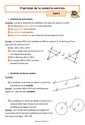 Les propriétés de la symétrie centrale - Séquence complète : 9eme Harmos - PDF à imprimer