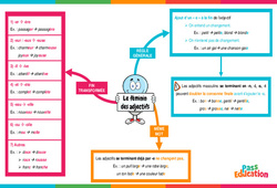 Féminin des adjectifs - Carte mentale : 6ème Harmos - PDF à imprimer