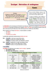 Dérivation et néologisme - Cours : 10ème Harmos - PDF à imprimer