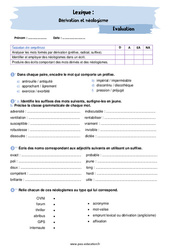 Dérivation et néologisme - Examen Evaluation avec la correction : 10ème Harmos - PDF à imprimer