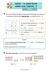 Soustraction posée avec retenue (méthode par cassage) - Cours, Leçon : 4ème Harmos - PDF gratuit à imprimer