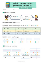 Soustraction posée avec retenue (méthode par cassage) - Exercices : 4ème Harmos - PDF à imprimer