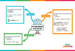 Noms féminins en [é], [té], [tié] - Carte mentale : 6ème Harmos - PDF à imprimer