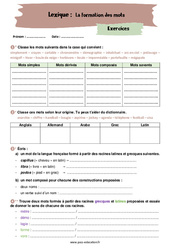 La formation des mots - Exercices avec les corrigés : 10ème Harmos - PDF à imprimer