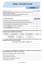 La formation des mots - Examen Evaluation avec la correction : 10ème Harmos - PDF à imprimer