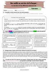 Le narrateur et les différents points de vue - Exercices avec les corrigés : 10ème Harmos - PDF à imprimer