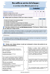 Le narrateur et les différents points de vue - Examen Evaluation avec la correction : 10ème Harmos - PDF à imprimer