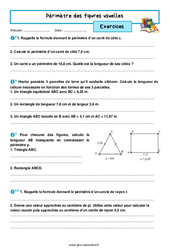 Périmètre des figures usuelles - Exercices avec les corrigés : 9eme Harmos - PDF à imprimer